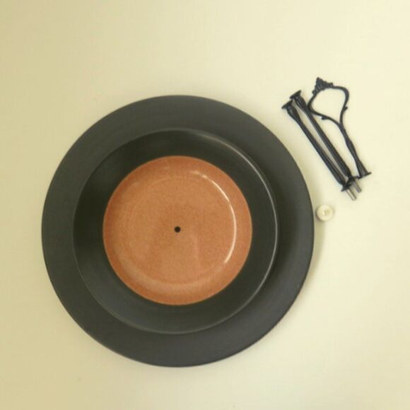 Flat Black Sand Cupcake Dessert Stand 3-Tiered Plate Vintage - Picture 3 of 4